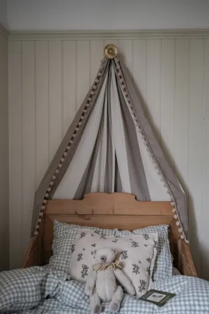 Bed Canopy Sleeper Stripe Fawn with Pom Pom Trim