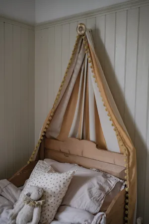 Bed Canopy Sleeper Stripe Mustard with Pom Pom Trim