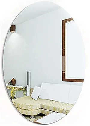 BINSBARY Oval Shape Adhesive Mirror Sticker For wall On Tiles Bathroom, Bedroom living room Basin Mirror,Bathroom Wall Mirror Stickers Unbreakable Plastic Wall Mirror 20 * 30 CM [Silver]