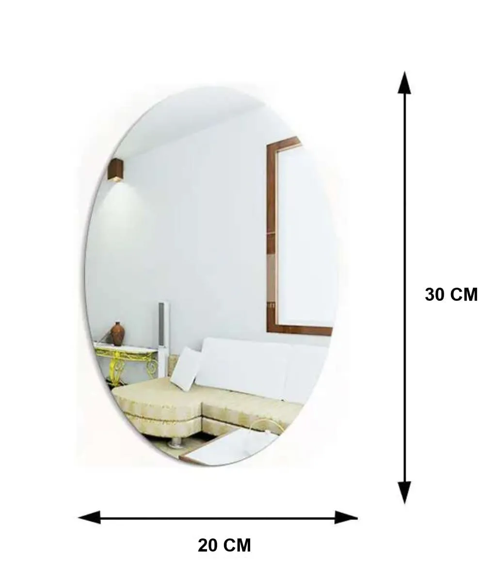 BINSBARY Oval Shape Adhesive Mirror Sticker For wall On Tiles Bathroom, Bedroom living room Basin Mirror,Bathroom Wall Mirror Stickers Unbreakable Plastic Wall Mirror 20 * 30 CM [Silver]