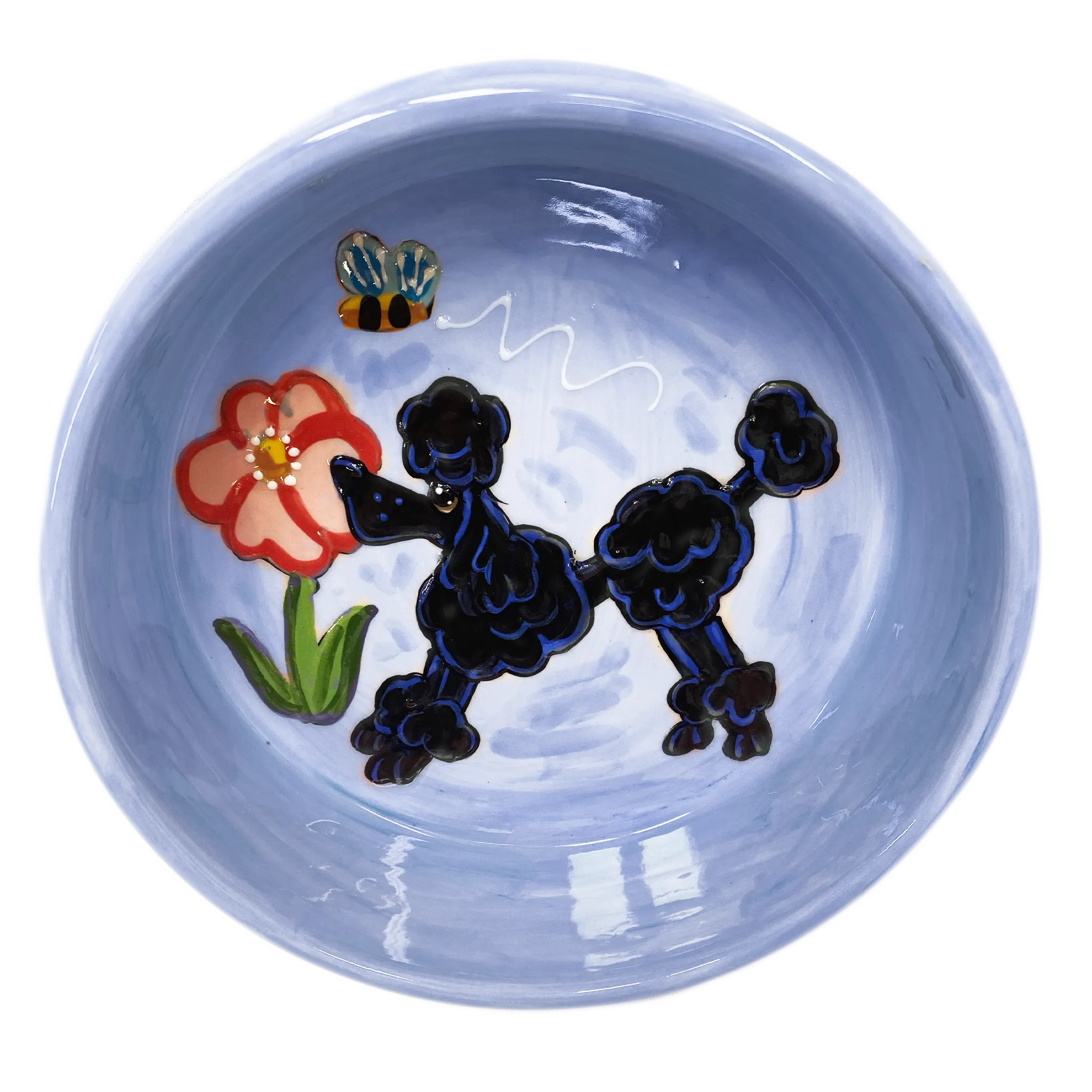 Black Poodle Ceramic Dog Bowl