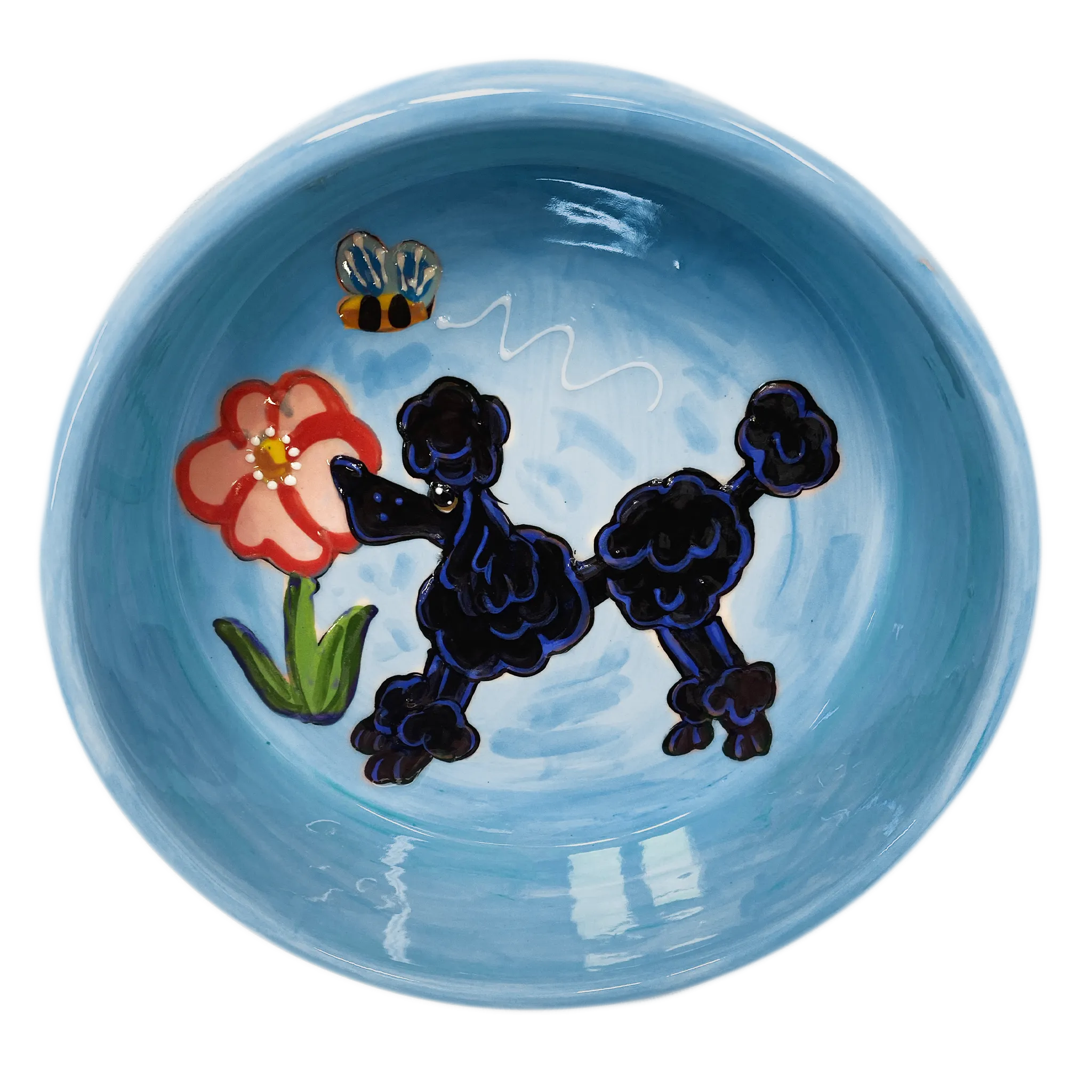 Black Poodle Ceramic Dog Bowl