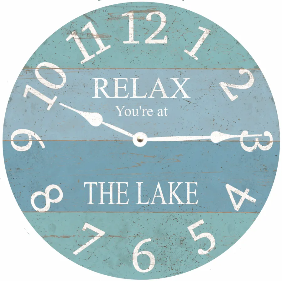 Blue and Teal Lake Clock- Vibrant Coastal Clock