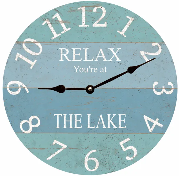 Blue and Teal Lake Clock- Vibrant Coastal Clock