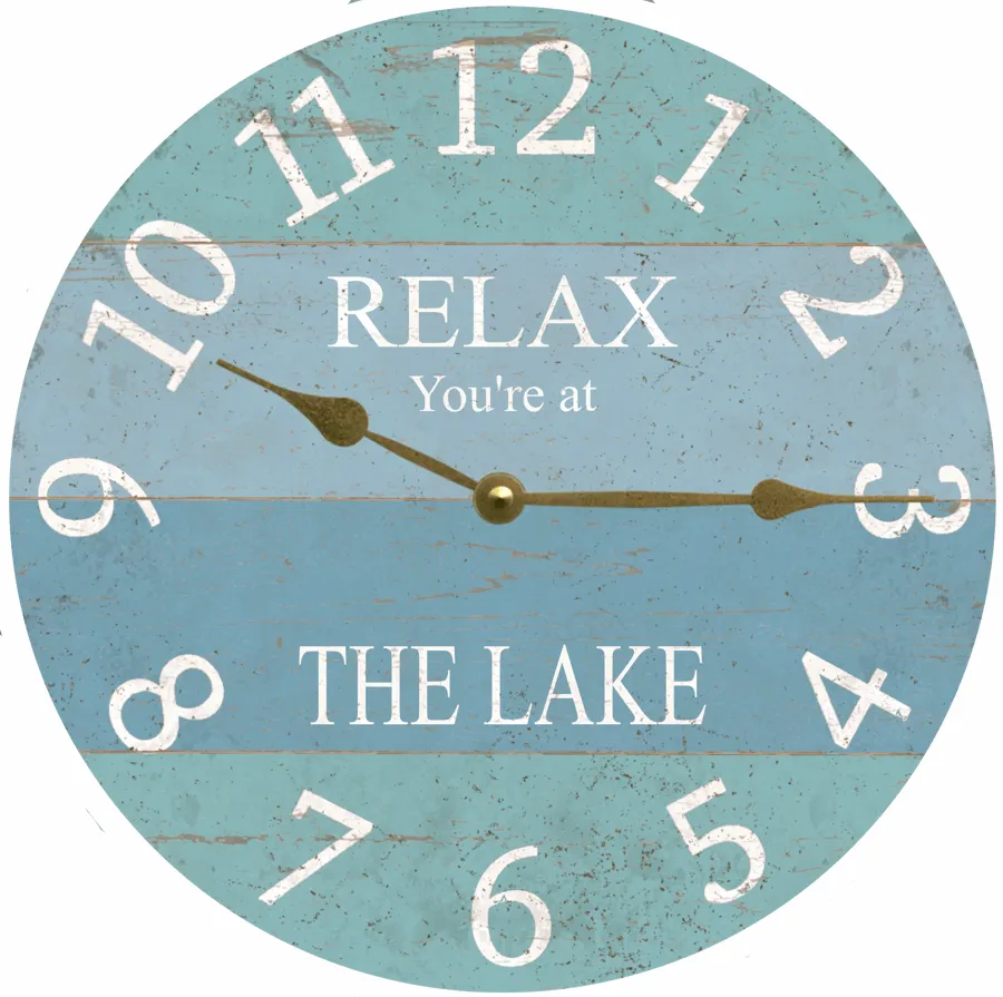 Blue and Teal Lake Clock- Vibrant Coastal Clock