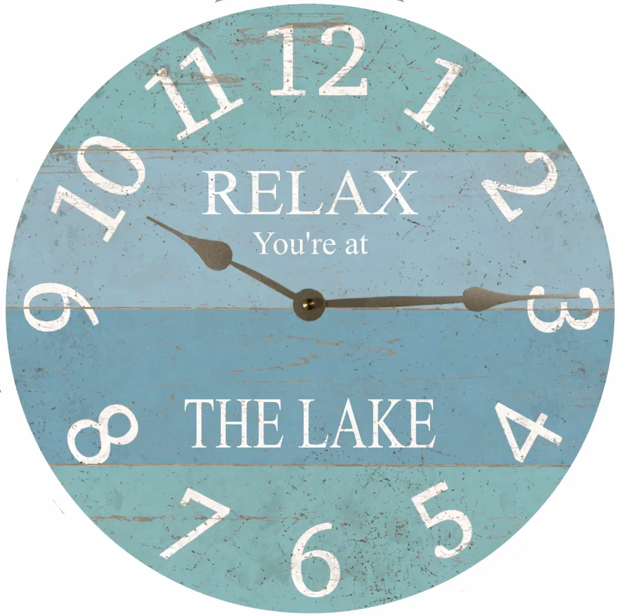 Blue and Teal Lake Clock- Vibrant Coastal Clock