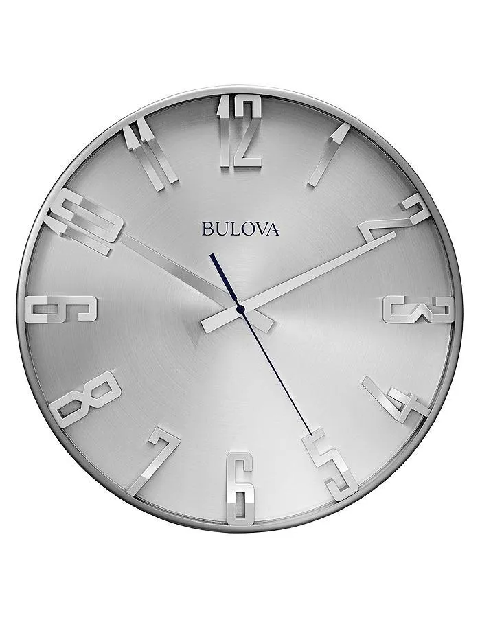 Bulova Director Wall Clock - Metal Case with Satin Finish - Sculpted 3D Numerals