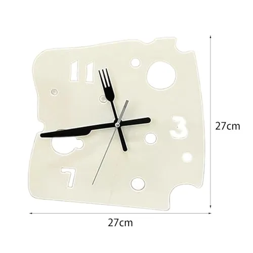 CALANDIS® Hanging Clock 27cmx27cm Mute Table Clock for Apartment Dining Room Farmhouse Milky White