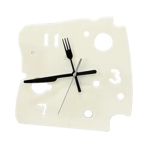 CALANDIS® Hanging Clock 27cmx27cm Mute Table Clock for Apartment Dining Room Farmhouse Milky White