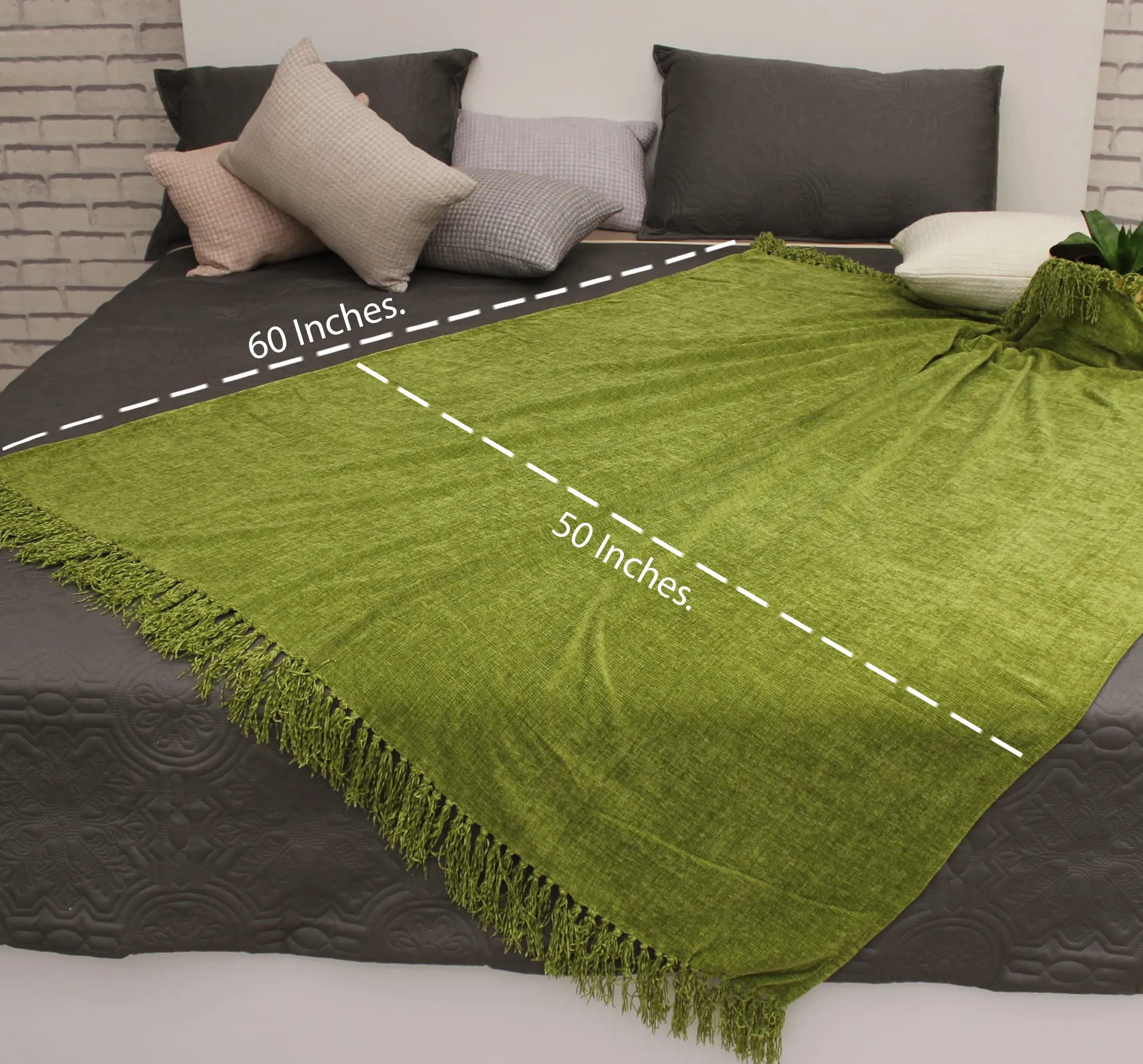 Cazimo Soft Chenille Throw Blanket for Sofa, Bed and Couch - 60 * 50 Inches (Teal Green)