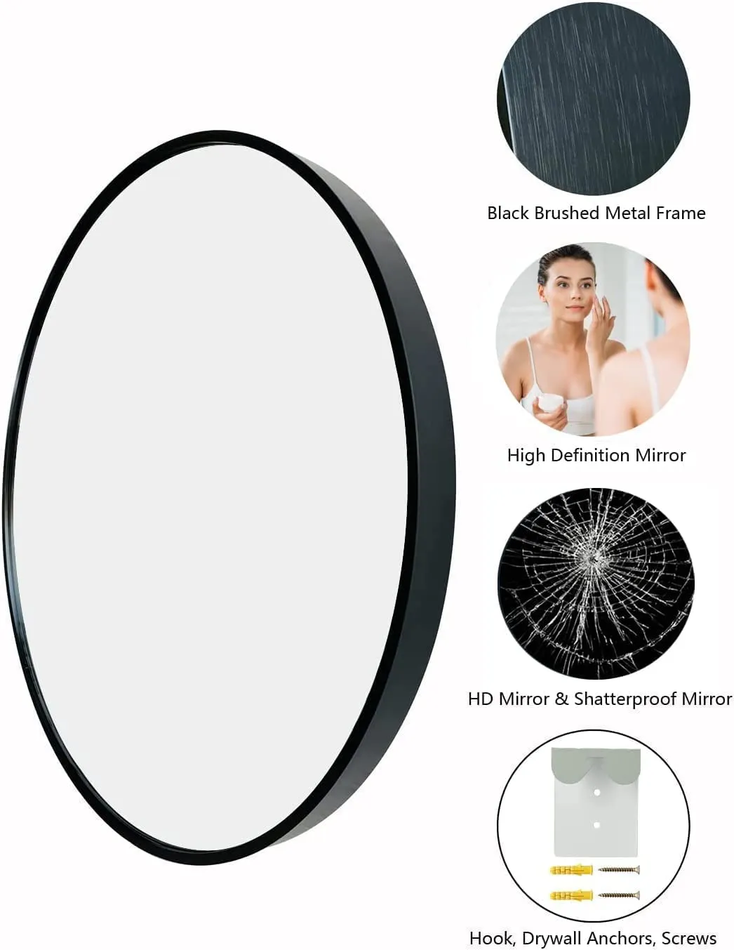 Cheval Glass New Modern Designer Oval Beveled Wall Mirror with MDF and Hooks - (Size 18 x 24, Unframed)