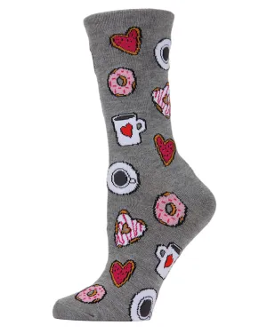 Coffee and Donuts Bamboo Blend Crew Socks