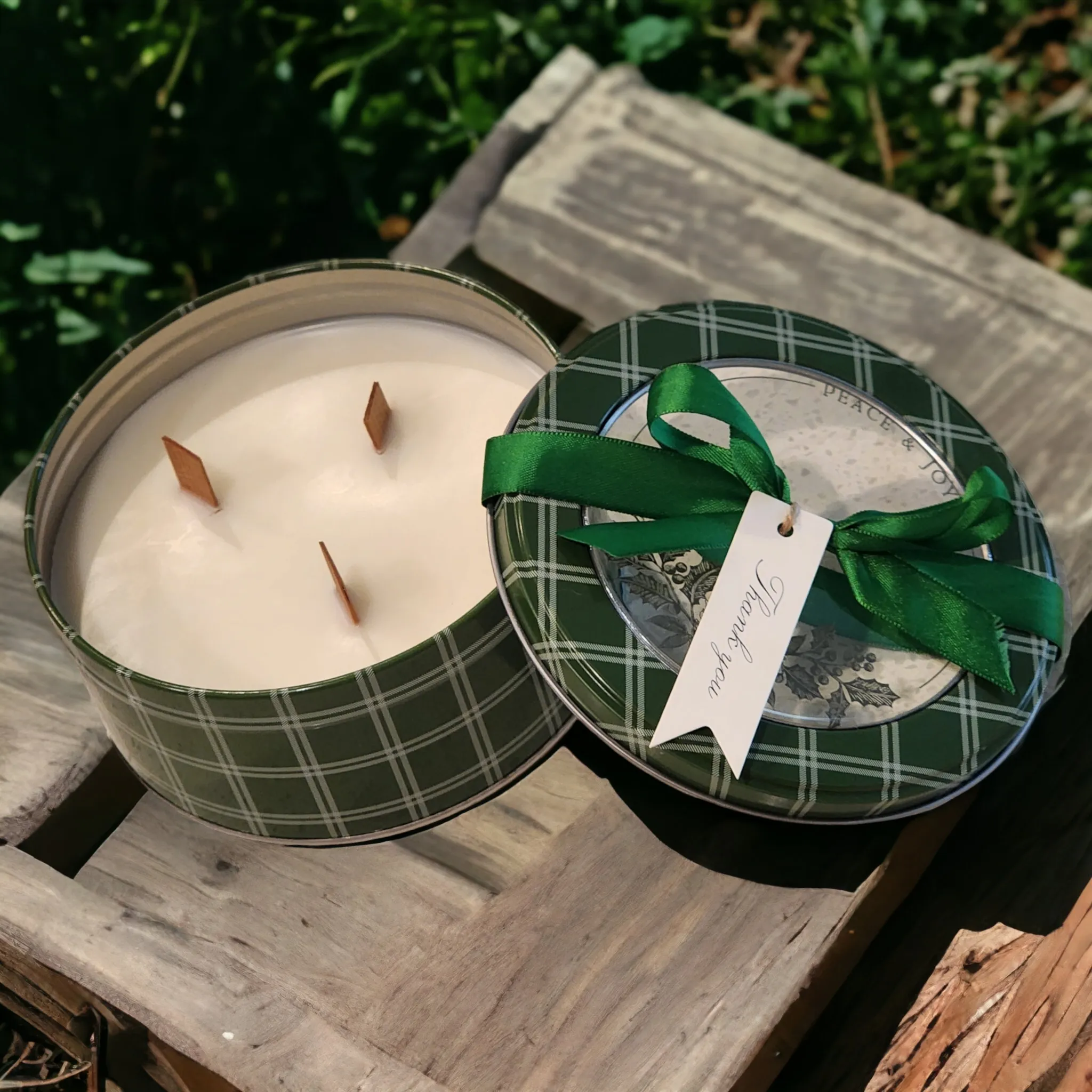 Decorative Holiday Tin Soy Wax Candles