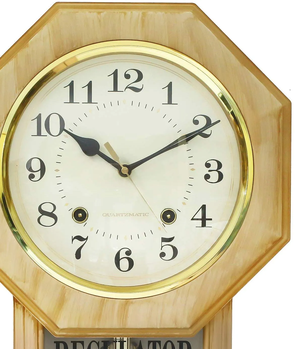 eCraftIndia Golden Plastic Vertical Analog Pendulum Wall Clock (10.5" x 17.5" Inch | Golden)