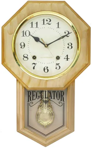 eCraftIndia Golden Plastic Vertical Analog Pendulum Wall Clock (10.5" x 17.5" Inch | Golden)