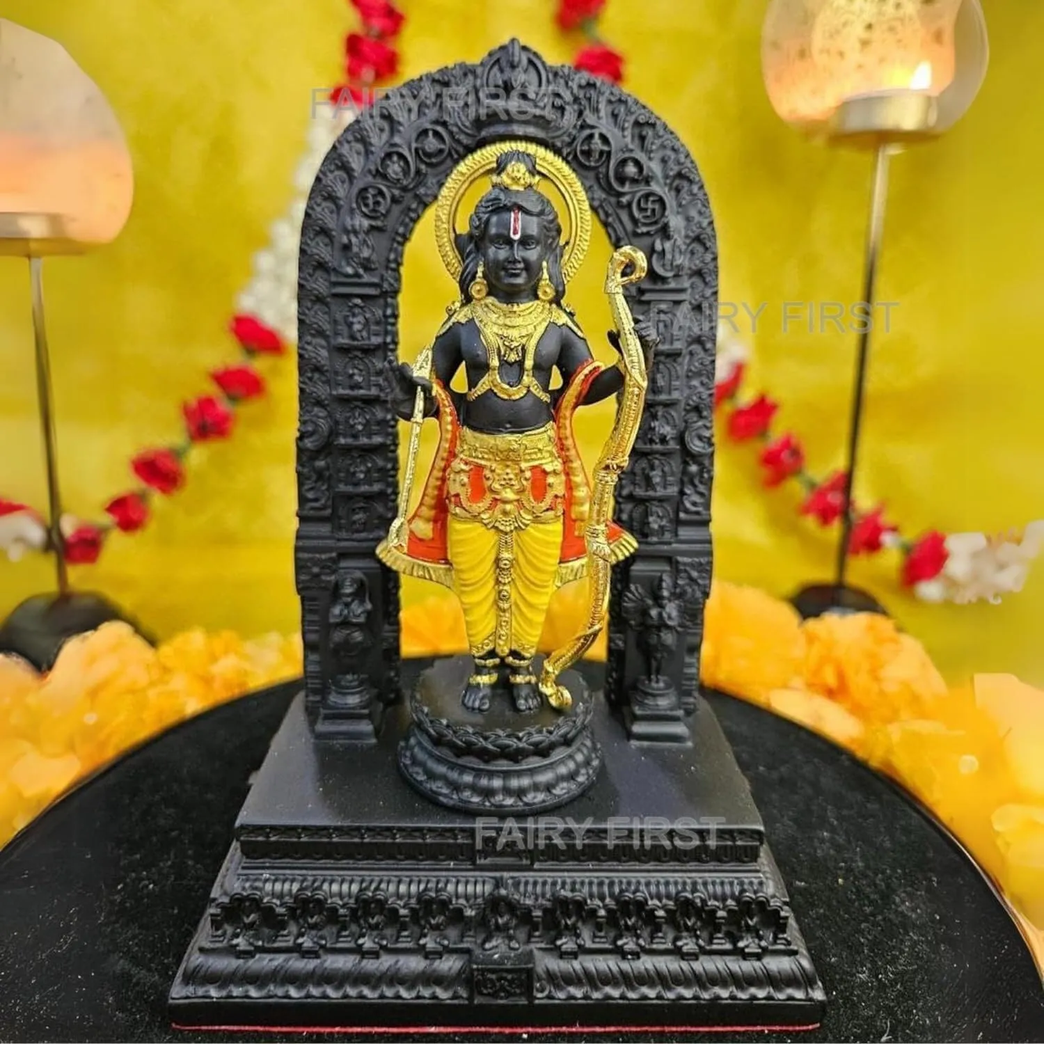 ELITEWAVE Gold Plated Ayodhya Ram Lalla Idol | 3D Statue for Gifting, Home, Office or Pooja Mandir Decoration - 6.5 Inches