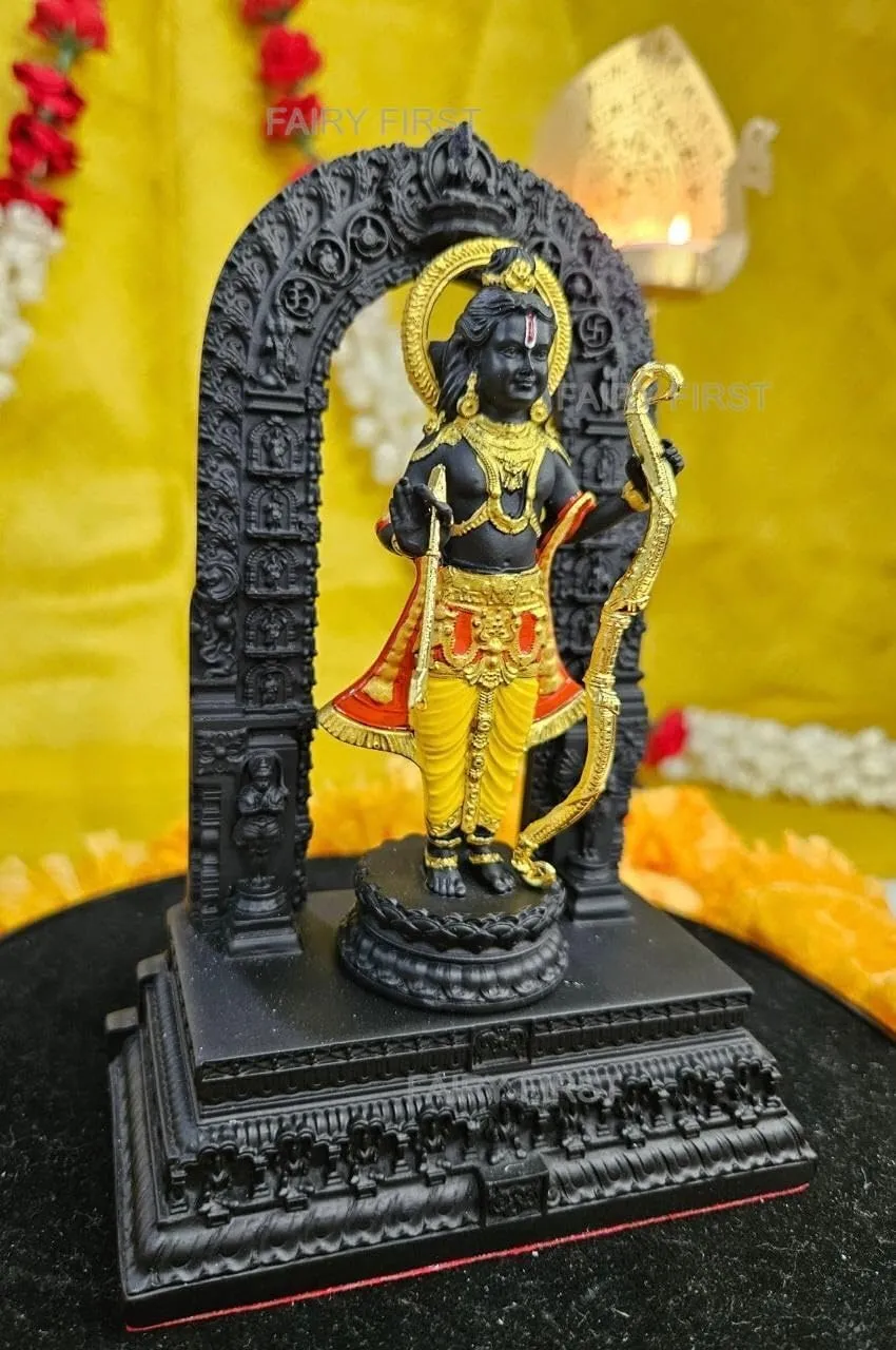 ELITEWAVE Gold Plated Ayodhya Ram Lalla Idol | 3D Statue for Gifting, Home, Office or Pooja Mandir Decoration - 6.5 Inches