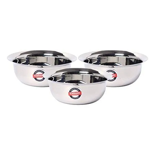 Embassy Stainless Steel Eco Bowl, Pack Of 3, Size 0, 400 Ml / Bowl