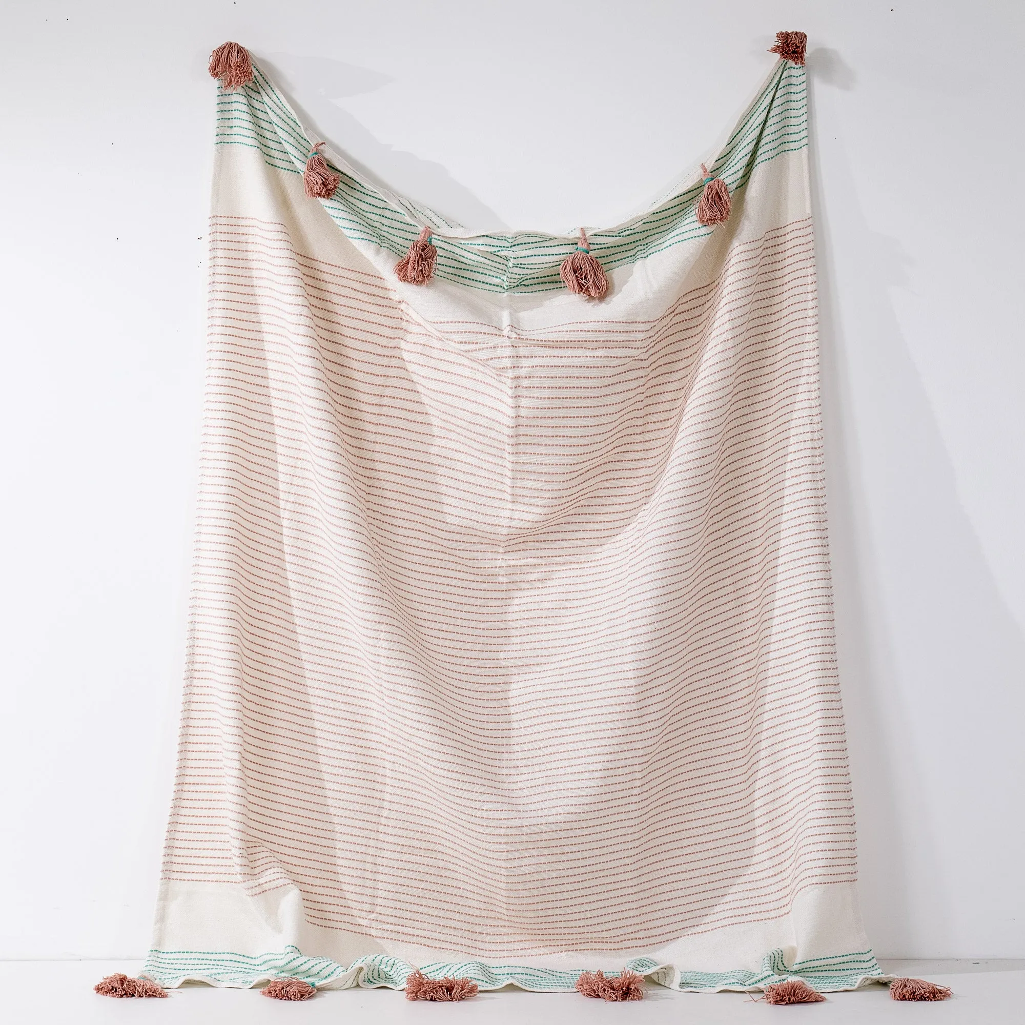 Embroidered Tassel Throw / Blanket - Pastel