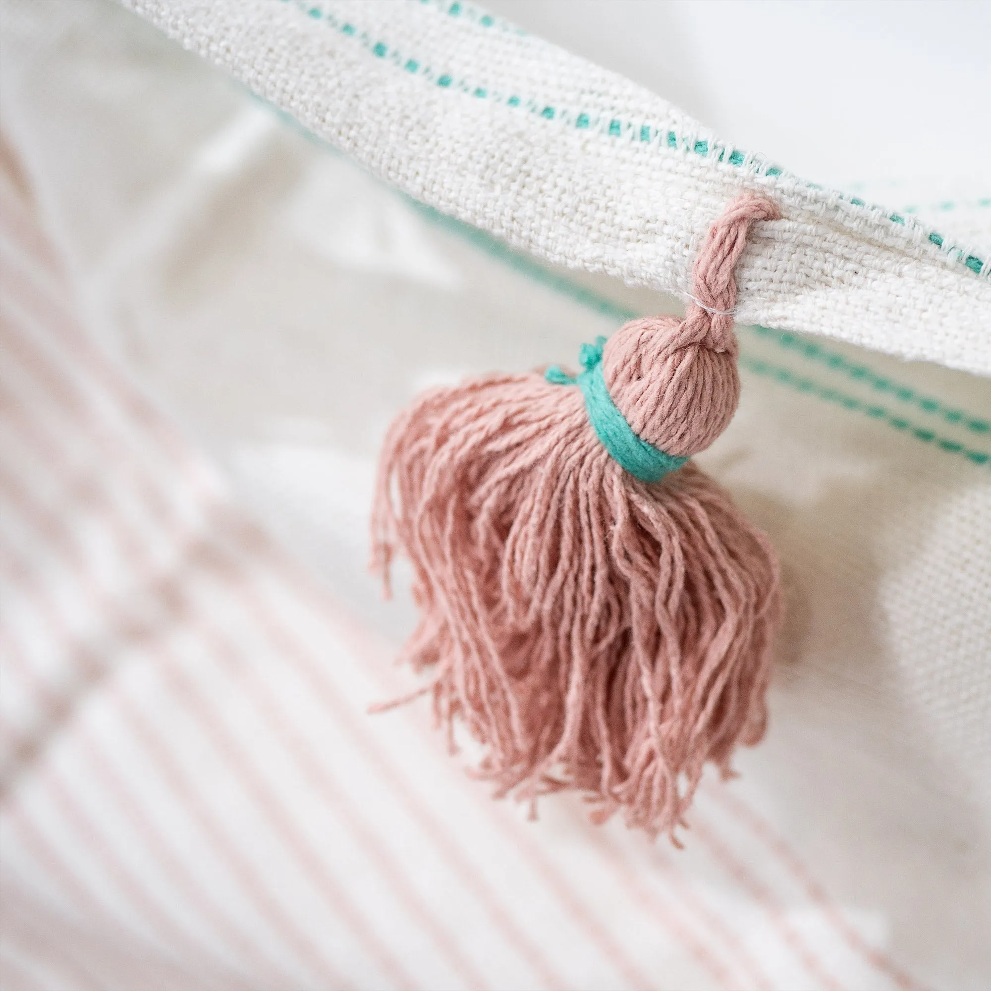 Embroidered Tassel Throw / Blanket - Pastel