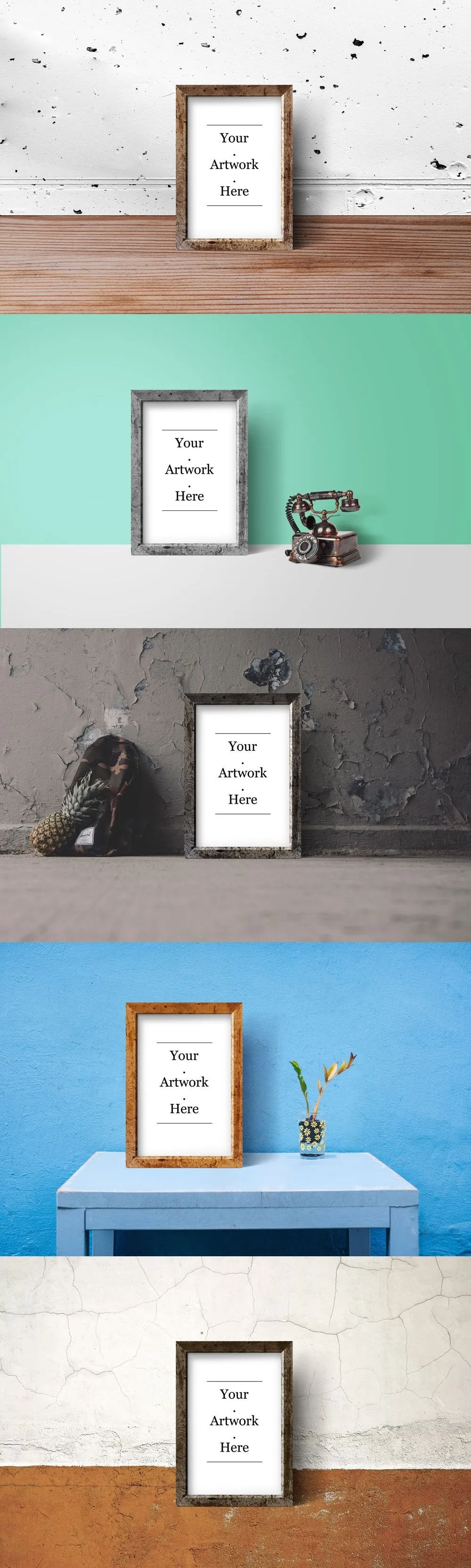 Free Rustic Wood Frame PSD Mockups