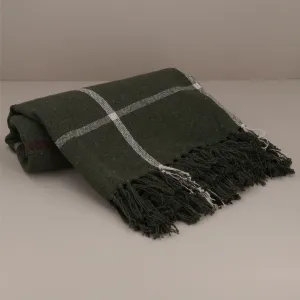 Gisela Graham 150cm Dark Green Woven Plaid Throw