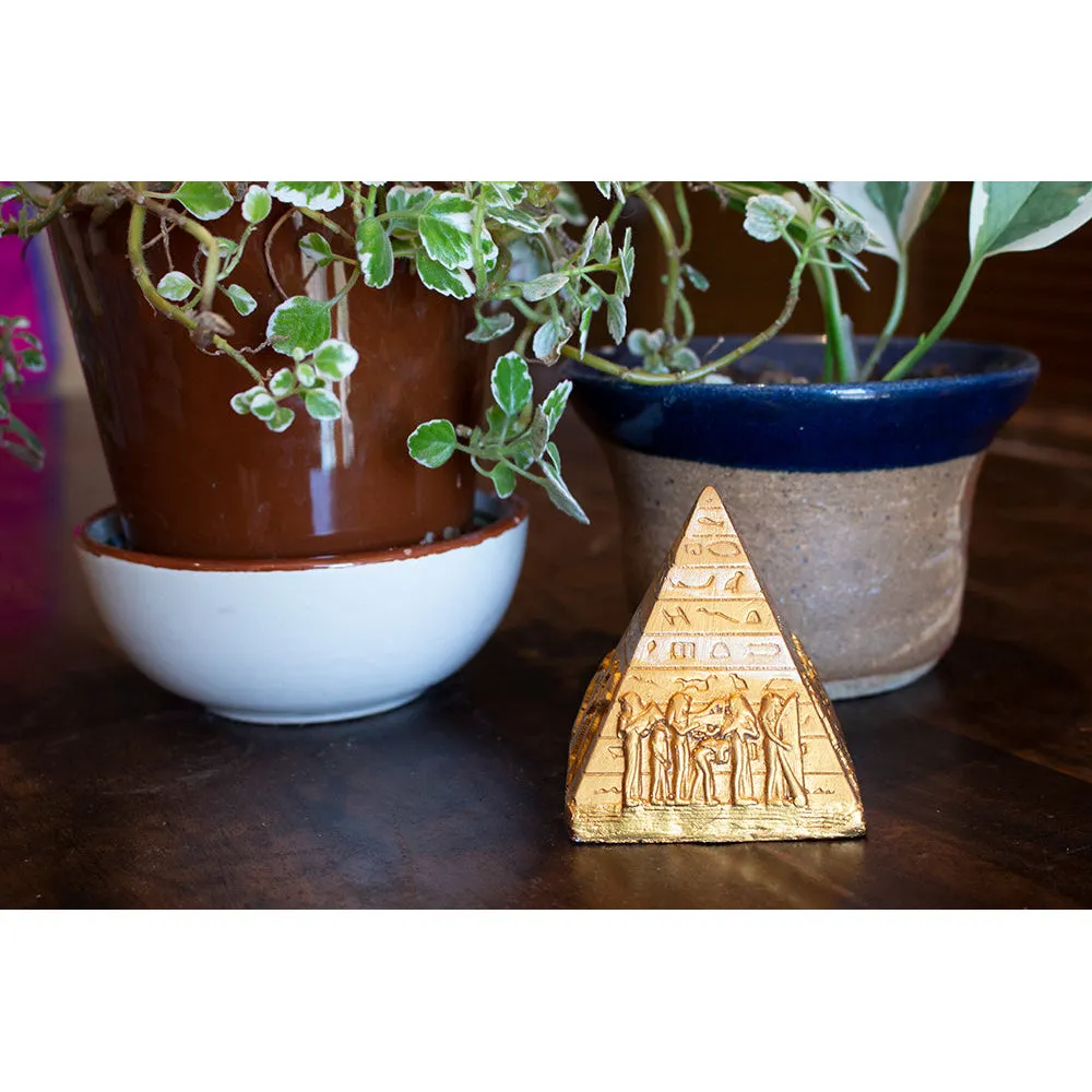 Gypsum Pyramid Statuette - Gold