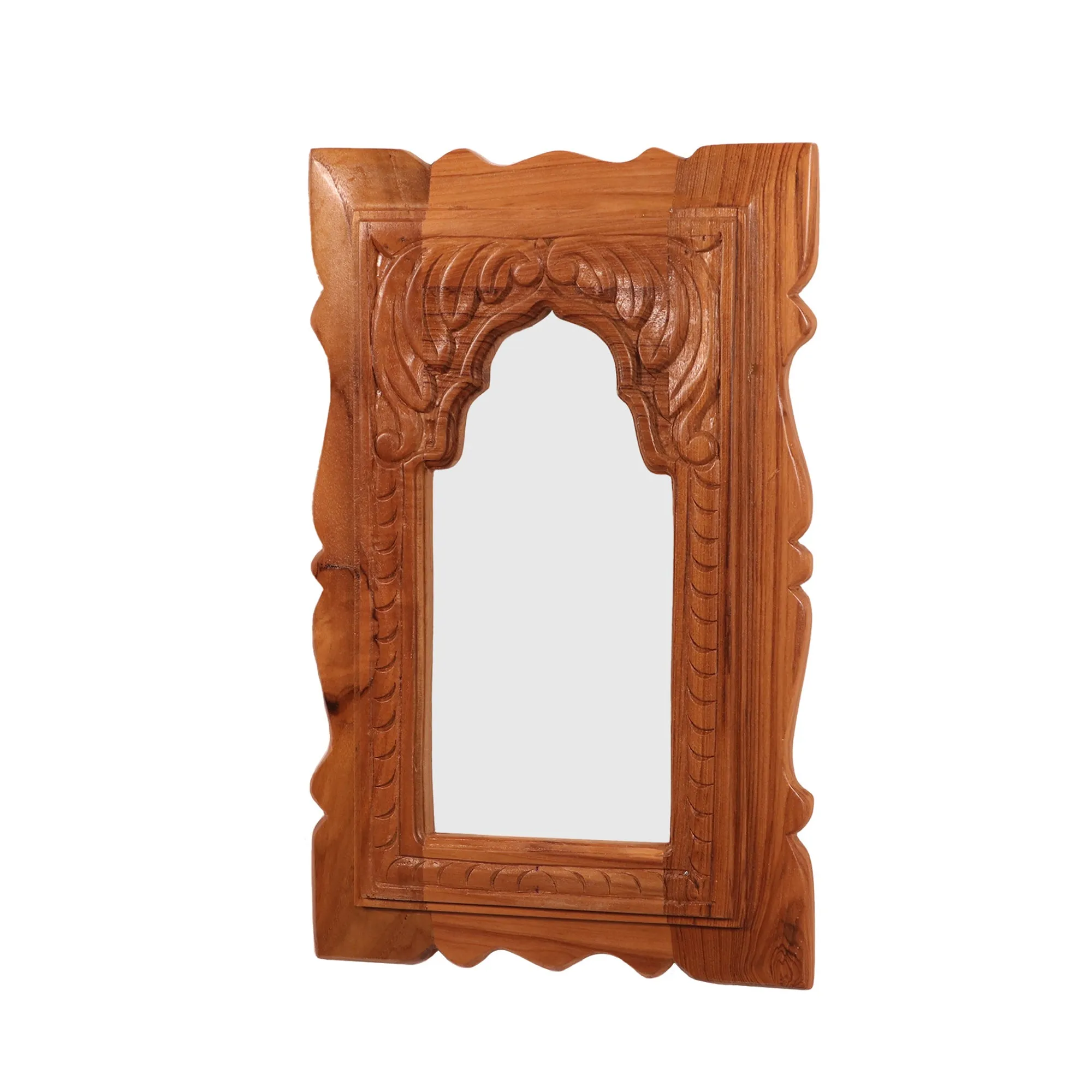 Handcrafted flower pattern Teak Mirror Frame