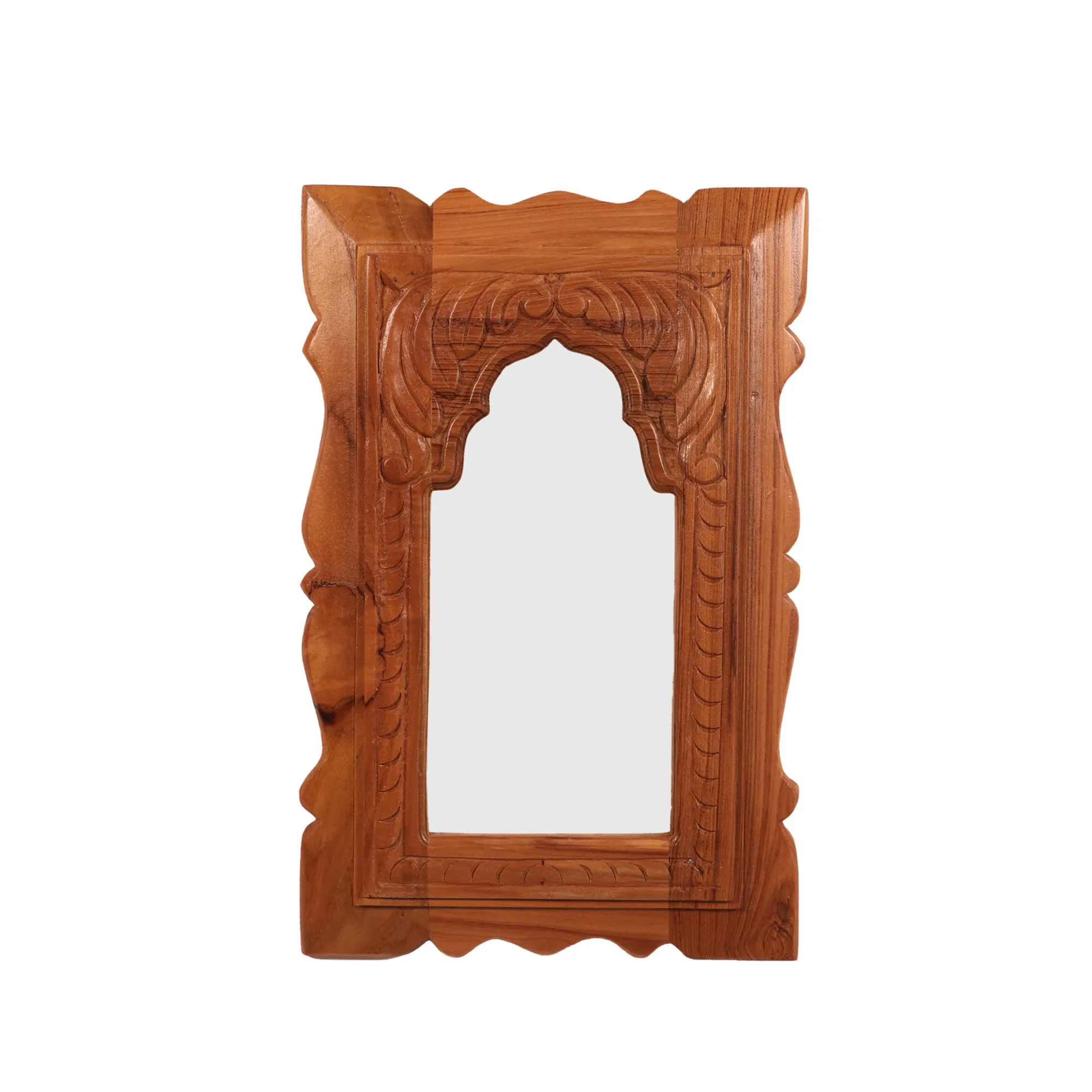 Handcrafted flower pattern Teak Mirror Frame