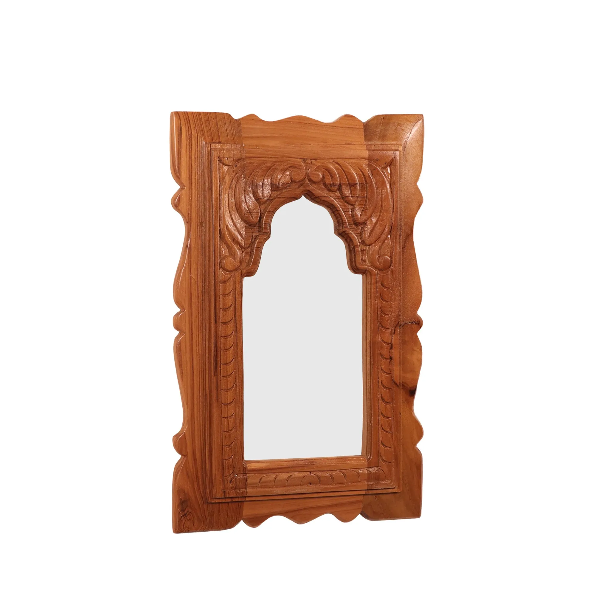 Handcrafted flower pattern Teak Mirror Frame