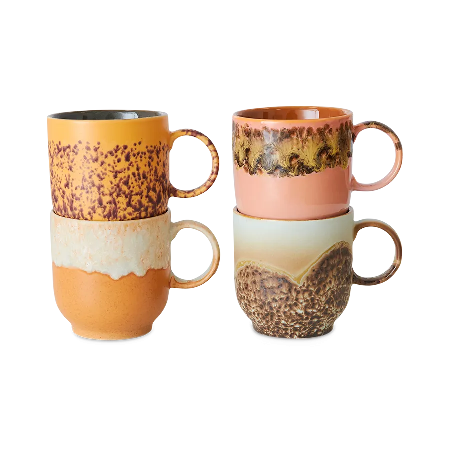 HKliving 70's Ceramics Cape Café Mugs (Set of 4)