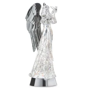 Holiday Water Lanterns 13" Lighted Angel w/ Dove And Silver Swirling Glitter