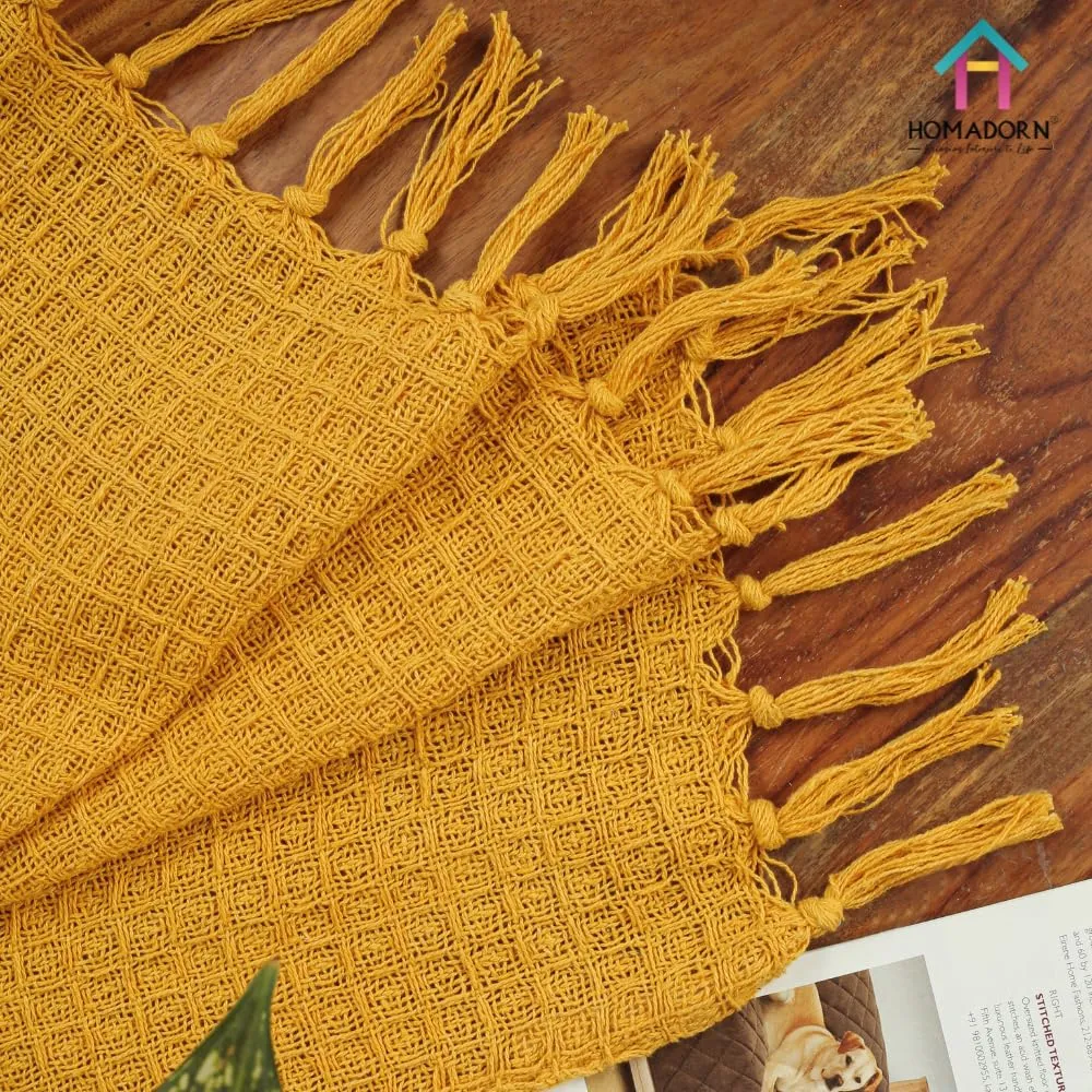 HOMADORN Cotton Throws (Mustard)