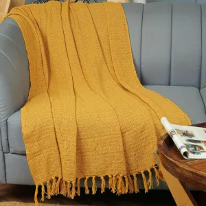 HOMADORN Cotton Throws (Mustard)