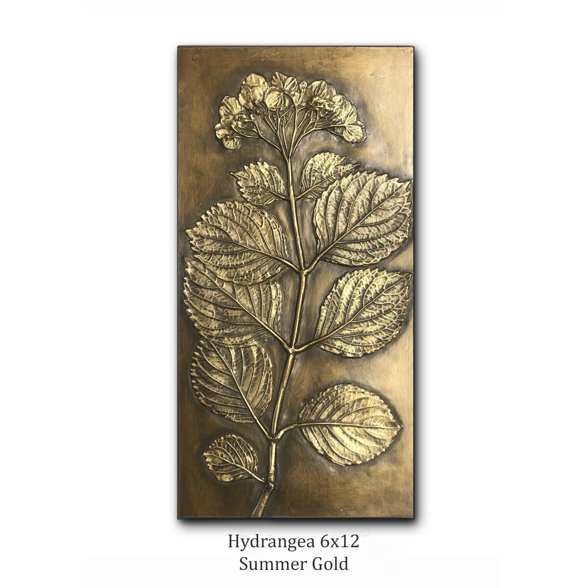 Hydrangea Wall Art Panel shown in Summer Gold Color by Blindspot Mirrors Deborah Childress