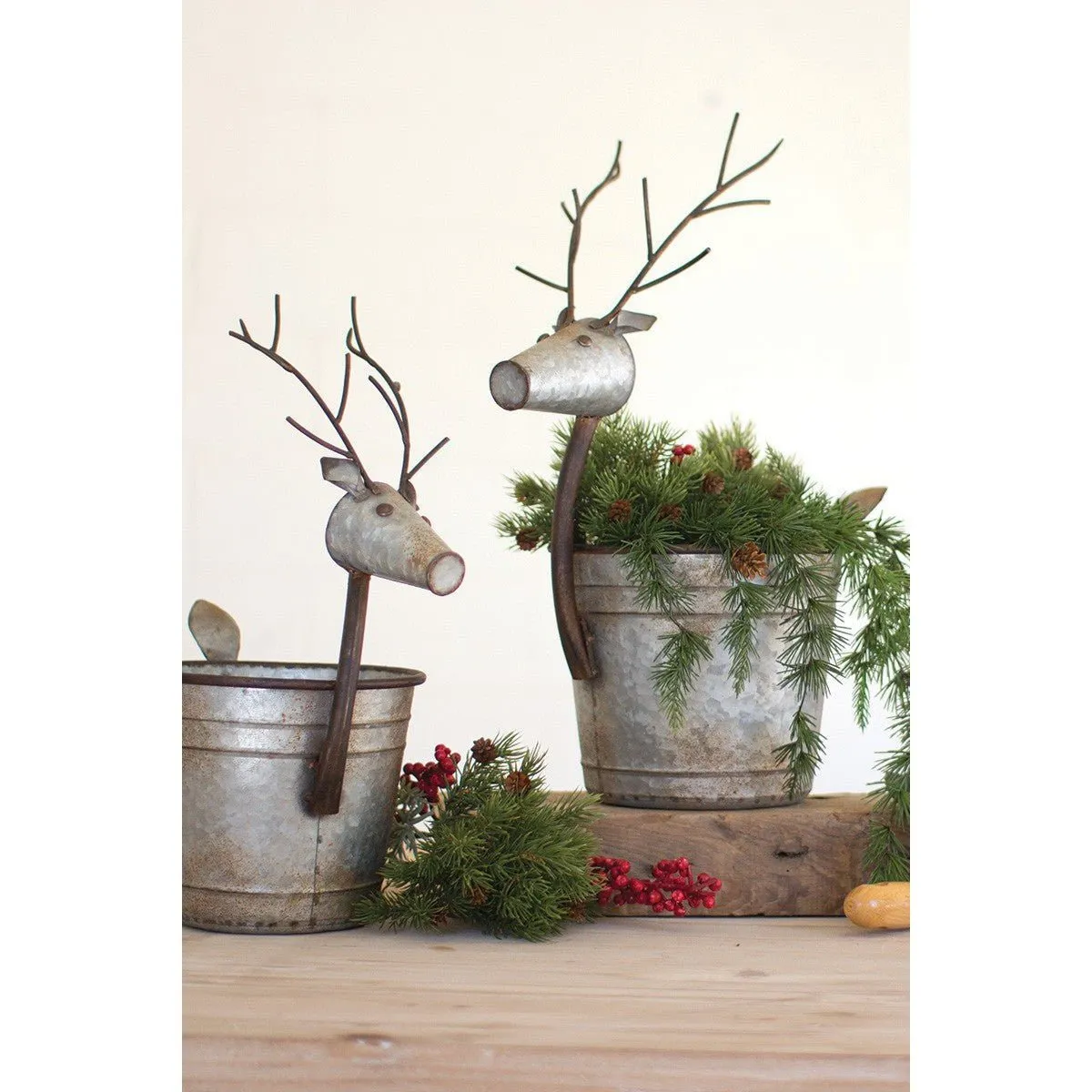 Kalalou set of two metal deer planters - CMN1207