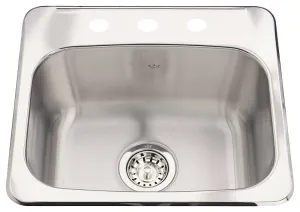 KINDRED Steel Queen Series QSL1719-8-3N Bar/Prep Sink, 20 ga Capacity, 3-Deck Hole, 19-1/8 in OAW, 17 in OAH, 1-Bowl :EA: QUANTITY: 1