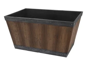 Landscapers Select S17060122-01-B Barn Planter, 12 in H, 24 in W, Rectangle, High-Density Resin, Brown, Brown :EA: QUANTITY: 6