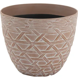 Landscapers Select S19121015-10 Arabesque Planter, 8 in Dia, 6-3/8 in H, Round, High-Density Resin, White Wash :EA: QUANTITY: 6