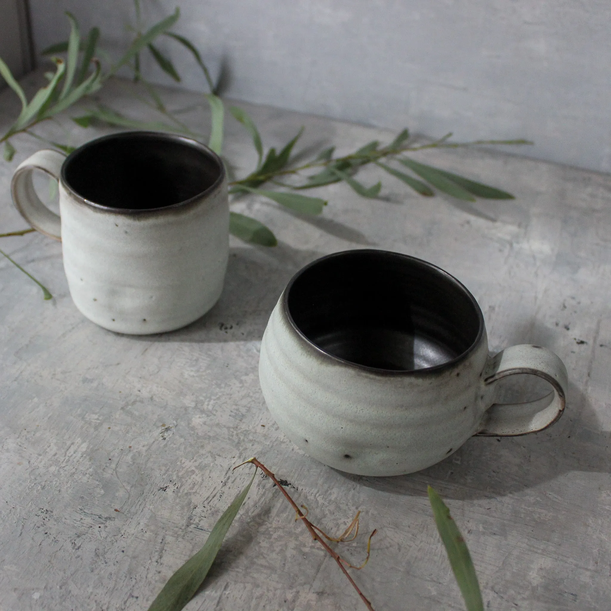 Large Grey Handled Mugs