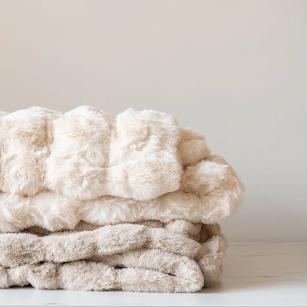 Latte Faux Fur Throw Blanket