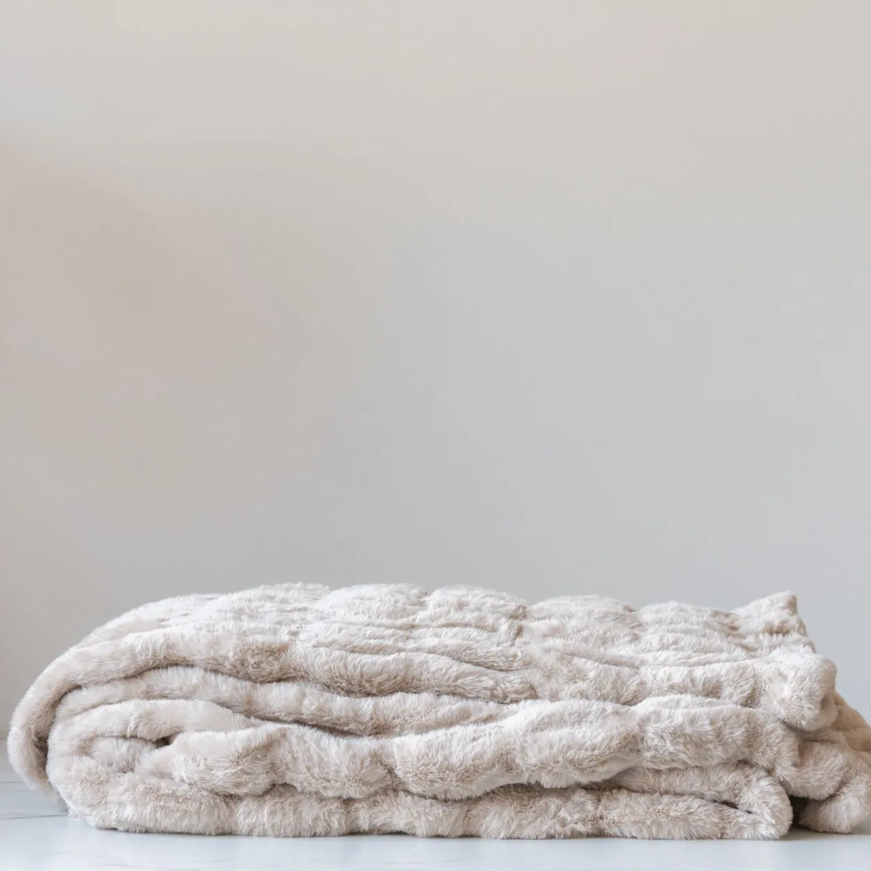 Latte Faux Fur Throw Blanket