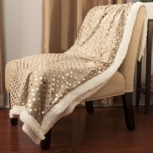 Luxurious Plush Polka Dots Blanket, 50" X 60"