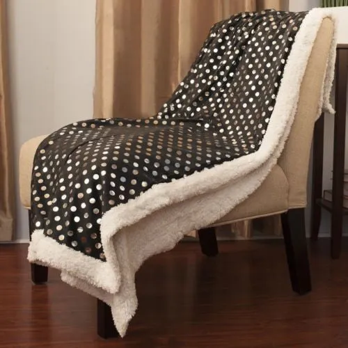 Luxurious Plush Polka Dots Blanket, 50" X 60"