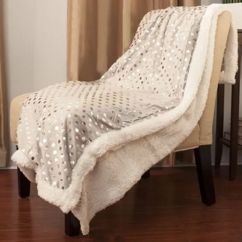 Luxurious Plush Polka Dots Blanket, 50" X 60"