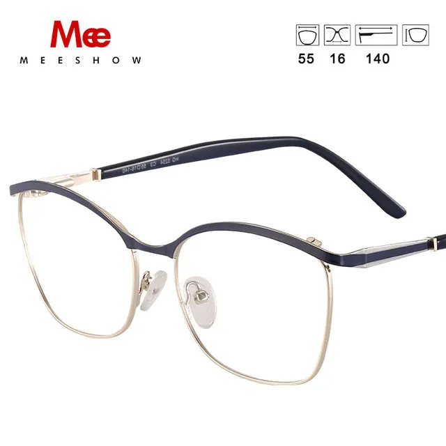 Meeshow Women's Full Rim Oval Eyeglasses Titanium Alloy 8913