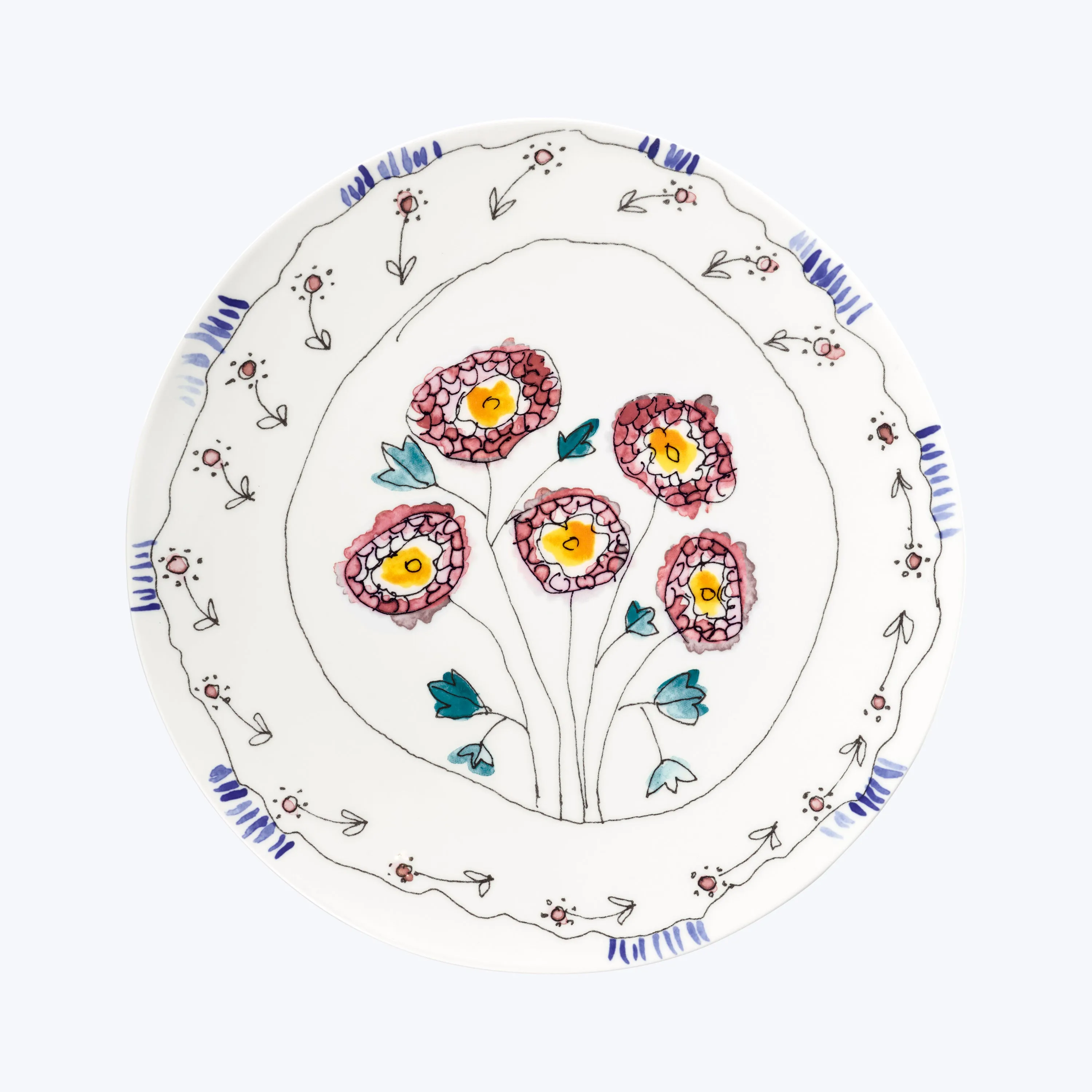 Midnight Flowers Small Round Serving Plate