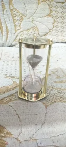 Nautical Brass Sandclock Sand Timer Hourglass Table Decor Countdown Sand Clock (5 Minute, Gold) Brass revolving Glass Sand Tube Antique Gift Decor