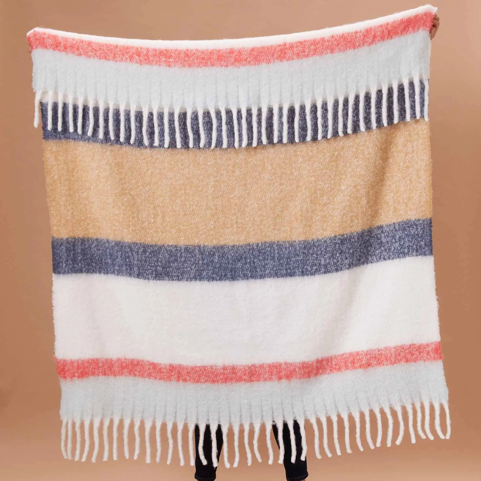 Navy Tan Cuddle Throw Blanket