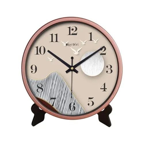 Olive Tree 8-Inch Plastic Analog Wall Clock/Table Clock - Modern Dial Latest Stylish Table Clock (Copper Frame, Quartz Movement)-1057